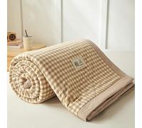 DOTBUY-SHOP Colcha Boutí Algodón, Cubrecama Suave Ligero y Transpirable, Patrón de Cuadros - Cubre Cama Multiusos para Primavera y Verano, Colchas para Cama 90/120/150/160 (Caqui,180x200cm)
