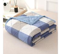 DOTBUY-SHOP Colcha Bouti Cubrecama Colcha de Ligero, Cheque Edredón Manta de Dormitorio Verano Cuatro Estaciones Colchas Reversible para Cama Individual Matrimonio (Azul,180x200cm)