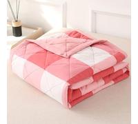 DOTBUY-SHOP Colcha Bouti Cubrecama Colcha de Ligero, Cheque Edredón Manta de Dormitorio Verano Cuatro Estaciones Colchas Reversible para Cama Individual Matrimonio (Rosa,150x200cm)