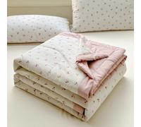 DOTBUY-SHOP Colcha Boutí Cubrecama de Dos Caras Suave Ligero y Transpirable,100% Algodón, Cama Multiusos para Primavera y Verano, Colchas para Cama 90 120 150 180 (Cereza,150x200cm)