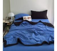 DOTBUY-SHOP Colcha Boutí Cubrecama de Dos/Singola, Suave Ligero y Transpirable Bedspreads/Quilts Cama Multiusos para Primavera y Verano Colchas (Azul y Negro,200x230cm)