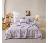 DOTBUY-SHOP Colcha Boutí Cubrecama de Dos/Singola, Teñido en Hilo Suave Ligero y Transpirable Bedspreads/Quilts Cama Multiusos para Primavera y Verano Colchas (Morado Claro,110x150cm)