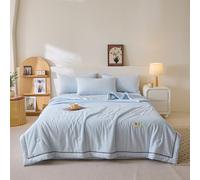 DOTBUY-SHOP Colcha Boutí Cubrecama de Dos/Singola, Teñido en Hilo Suave Ligero y Transpirable Bedspreads/Quilts Cama Multiusos para Primavera y Verano Colchas (Azul,150x200cm)