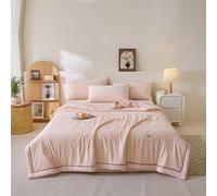 DOTBUY-SHOP Colcha Boutí Cubrecama de Dos/Singola, Teñido en Hilo Suave Ligero y Transpirable Bedspreads/Quilts Cama Multiusos para Primavera y Verano Colchas (Rosa Anaranjado,110x150cm)