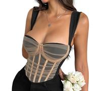 DOTBUY-SHOP Corsé de Pecho para Mujer, Cincher Bustiers Cuello en V Moldeadora Estilo Gótico Overbust Bustier Corset Verano Top Adelgazar para Clubwear Carnava (71009 Albaricoque,L)