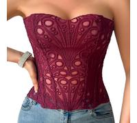 DOTBUY-SHOP Corsé de Pecho para Mujer, Cincher Bustiers Cuello en V Moldeadora Estilo Gótico Overbust Bustier Corset Verano Top Adelgazar para Clubwear Carnava (415 Borgoña,M)