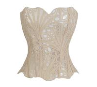 DOTBUY-SHOP Corsé de Pecho para Mujer, Cincher Bustiers Cuello en V Moldeadora Estilo Gótico Overbust Bustier Corset Verano Top Adelgazar para Clubwear Carnava (415 Albaricoque,S)