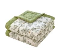 DOTBUY-SHOP Edredon Verano 2.5 TOG Cubrecama Suave Ligero y Transpirable Bedspreads Quilts Cama Multiusos para Primavera y Verano Colcha (Verde Floral 04,180x200cm)