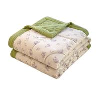 DOTBUY-SHOP Edredon Verano 2.5 TOG Cubrecama Suave Ligero y Transpirable Bedspreads Quilts Cama Multiusos para Primavera y Verano Colcha (Verde Blanco 01,150x200cm)