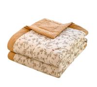 DOTBUY-SHOP Edredon Verano 2.5 TOG Cubrecama Suave Ligero y Transpirable Bedspreads Quilts Cama Multiusos para Primavera y Verano Colcha (Caqui Floral 11,200x230cm)