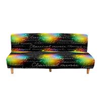 DOTBUY-SHOP Funda Sofá Cama Clic Clac, Patrón Nota Musical Fundas para Sofá Cama Plegable, Cubre Sofá Cama Elastica, Cubierta de Sofá sin Reposabrazos (190~230cm,Puntuación Musical)