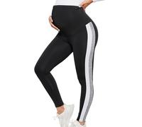 DOTBUY-SHOP Leggings Maternidad Invierno, Leggings Premama Termicos Pantalón Premama Talla Grande Embarazada de Pantalones Cintura Alta para Embarazo (Rayas Negras,M)