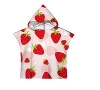 DOTBUY-SHOP Microfibra Toalla Playa con Capucha Niña Niño Toalla Infantil de Playa y Piscina Frutas de Verano, Toalla Playa Bebe Poncho Surf con Capucha (Fresa c,60x80cm)