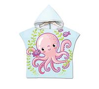 DOTBUY-SHOP Microfibra Toalla Playa con Capucha Niña Niño Toalla Infantil de Playa y Piscina, Toalla Playa Bebe Poncho Surf con Capucha (60x80cm,Pulpo pequeño)