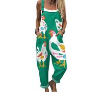 DOTBUY-SHOP Mono Mujer Elegante Talla Grande, Mono Mujer Casual Culotte con Bolsillos Peto Holgado Verano Playa con Correa Ajustable para Fiesta y Diario (Gallina blanca,4x_l)
