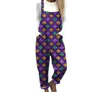 DOTBUY-SHOP Mono Mujer Elegante Talla Grande, Mono Mujer Casual Culotte con Bolsillos Peto Holgado Verano Playa con Correa Ajustable para Fiesta y Diario (Clásico morado,l)