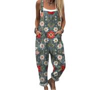 DOTBUY-SHOP Mono Mujer Elegante Talla Grande, Mono Mujer Casual Culotte con Bolsillos Peto Holgado Verano Playa con Correa Ajustable para Fiesta y Diario (Margaritas,s)