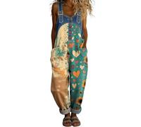 DOTBUY-SHOP Mono Mujer Verano Jumpsuit Elegante Overol de Verano para Mujer, Casual, Chic, Sin Mangas, Estampado Floral, Pantalones de Pierna Ancha Peto Largo para Playa, Vacaciones (Girasol,s)