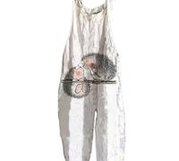 DOTBUY-SHOP Mono Mujer Verano Jumpsuit Elegante Overol de Verano para mujer con Estampado Animales, Casual, Sin Mangas, Pantalones de Pierna Ancha Peto Largo para Playa, vacaciones (Erizo,XL)