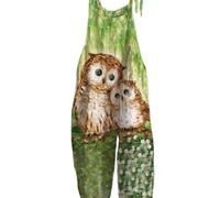 DOTBUY-SHOP Mono Mujer Verano Jumpsuit Elegante Overol de Verano para mujer con Estampado Animales, Casual, Sin Mangas, Pantalones de Pierna Ancha Peto Largo para Playa, vacaciones (Búho,XL)