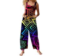 DOTBUY-SHOP Mono Mujer Verano Jumpsuit Elegante Overol de Verano para mujer con Estampado Graffiti, Casual, Sin Mangas, Pantalones de Pierna Ancha Peto Largo para Playa, vacaciones (Mandala,XXL)