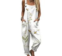DOTBUY-SHOP Mono Mujer Verano Jumpsuit Elegante Overol de Verano para Mujer Estampado 3D, Casual, Chic, Sin Mangas, Pantalones de Pierna Ancha Peto Largo para Playa, Vacaciones (Margarita,l)