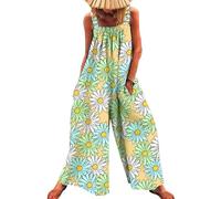 DOTBUY-SHOP Mono Mujer Verano Jumpsuit Elegante Overol de Verano para mujer Estampado Flores Coloridas, Casual, Sin Mangas, Pantalones de Pierna Ancha Peto Largo para Playa, Vacaciones (Margarita,s)