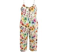 DOTBUY-SHOP Mono Mujer Verano Jumpsuit XL-5XL Elegante Overol de Verano para Mujer Estampado, Casual, Chic, Sin Mangas, Pantalones de Pierna Ancha Peto Largo para Playa, Vacaciones (Plantas,3x_l)