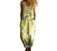 DOTBUY-SHOP Mono Mujer Verano, Retro callejero Peto Largo Casual de Pierna Ancha con Bolsillos, Monos Mujer Elegante Holgado para Playa y Diario (Margarita,xx_l)