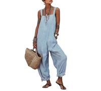 DOTBUY-SHOP Mono Raya Mujer Verano (Azul,XXL)