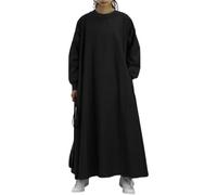 DOTBUY-SHOP Muslim Dress Woman Casual Abaya Islamic Donna Maxi Elegante Maniche Lunghe Moda Girocollo Kaftan Plus Size Caftan Dubai Loose per Vita Quotidiana S-5XL (0114 Nero,5XL)