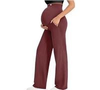 DOTBUY-SHOP Pantalones Premama Elegante S-XL Elásticos Ropa Premama Embarazada con Bolsillos Holgados Casual Pantalones de Maternidad para Mujer, Ropa de Maternidad para Embarazo (Borgoña,L)