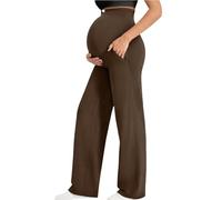 DOTBUY-SHOP Pantalones Premama Elegante S-XL Elásticos Ropa Premama Embarazada con Bolsillos Holgados Casual Pantalones de Maternidad para Mujer, Ropa de Maternidad para Embarazo (Marrón,M)