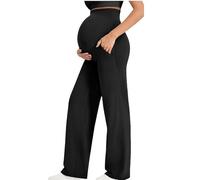 DOTBUY-SHOP Pantalones Premama Elegante S-XL Elásticos Ropa Premama Embarazada con Bolsillos Holgados Casual Pantalones de Maternidad para Mujer, Ropa de Maternidad para Embarazo (Negro,M)