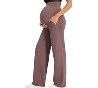 DOTBUY-SHOP Pantalones Premama Elegante S-XL Elásticos Ropa Premama Embarazada con Bolsillos Holgados Casual Pantalones de Maternidad para Mujer, Ropa de Maternidad para Embarazo (Marrón1,M)