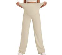 DOTBUY-SHOP Pantalones Premama Elegante S-XL Elásticos Ropa Premama Embarazada con Bolsillos Holgados Casual Pantalones de Maternidad para Mujer, Ropa de Maternidad para Embarazo (Beige,M)