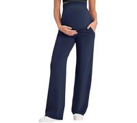 DOTBUY-SHOP Pantalones Premama Elegante S-XL Elásticos Ropa Premama Embarazada con Bolsillos Holgados Casual Pantalones de Maternidad para Mujer, Ropa de Maternidad para Embarazo (Azul Marino,L)
