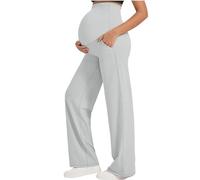 DOTBUY-SHOP Pantalones Premama Elegante S-XL Elásticos Ropa Premama Embarazada con Bolsillos Holgados Casual Pantalones de Maternidad para Mujer, Ropa de Maternidad para Embarazo (Gris Claro,L)