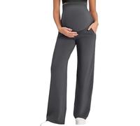 DOTBUY-SHOP Pantalones Premama Elegante S-XL Elásticos Ropa Premama Embarazada con Bolsillos Holgados Casual Pantalones de Maternidad para Mujer, Ropa de Maternidad para Embarazo (Gris Oscuro,S)