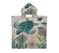 DOTBUY-SHOP Poncho Toalla Niños de Playa Estampada de Tortuga Marina Azul Toalla de Baño con Capucha para Niña Niño Infantils Suave Absorbente Microfibra Poncho Toalla (70x90cm,Color B)