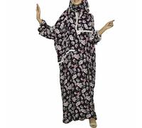 DOTBUY-SHOP Ropa Musulmana Mujer, Vestido de Oración con Hiyab Abaya Vestido Ramadán Turquia Robe Ropa de Mujer Musulmana Arabe, Ropa islámica Ramadán Jilbab Rata, Colores (Negro,Talla única)