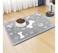 DOTBUY-SHOP Tapete Absorbente Perros Comida,Impresión Pata de Perro Alfombrilla Comida Perro Gato de Secado Rápido Alfombra Comedero Mascota Antideslizante Tapete para Comer (Gris Claro,30x50cm)