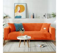 DOTBUY-SHOP Terciopelo Funda de Sofá Elástica 1 2 3 4 Plazas Cubre Sofa, Ajustable Antisuciedad Antideslizante Protector de Muebles con 2 Fundas de Almohada (2 plazas,Color Naranja)