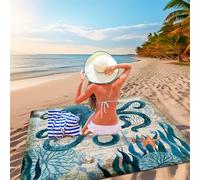 DOTBUY-SHOP Toalla Playa Grande, Esterilla Playa Impermeable Anti-areia Estrella de mar 3D, Manta de Playa Grande de Secado Rápido, para Viajes, Camping, Senderismo (Pulpo,200x200cm)