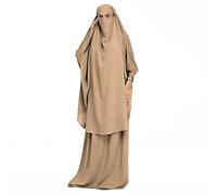 DOTBUY-SHOP Vestido Musulmán de dos piezas Mujer Ramadán Prenda con Hiyab Vestidos de Oración Islamic Abaya Dubai Turquía Oriente Medio Cubierta Completa Túnica