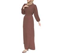 DOTBUY-SHOP Vestido Musulmán Mujer Ramadán Prenda de Oración Islámico de Manga Larga Vestidos Largo Musulmanes Abaya Cubierta Completa Túnica Turquía Oriente Medio S-5XL (XXL,8065 Marrón)