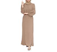 DOTBUY-SHOP Vestido Musulmán Mujer Ramadán Prenda de Oración Islámico de Manga Larga Vestidos Largo Musulmanes Abaya Cubierta Completa Túnica Turquía Oriente Medio S-5XL (M,8065 Camel)