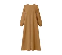 DOTBUY-SHOP Vestido Musulmán Mujer Ramadán Prenda de Oración Islámico de Manga Larga Vestidos Largo Musulmanes Abaya Cubierta Completa Túnica Turquía Oriente Medio S-5XL (A59 Amarillo,L)