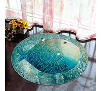 DOTBUY Tapete Redondo, Estera de Hogar Antideslizante Alfombras Piso Moqueta Mats Pad para Habitación Felpudos Lavable Decorativo Suave Superficie (40cmx40cm, Gran pez)