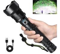 DOTCOM Lylting - Linternas recargables de 250000 lúmenes, linterna LED súper brillante de alto lúmenes con cable USB, 5 modos de linterna impermeable, potente luz de flash para acampar y senderismo